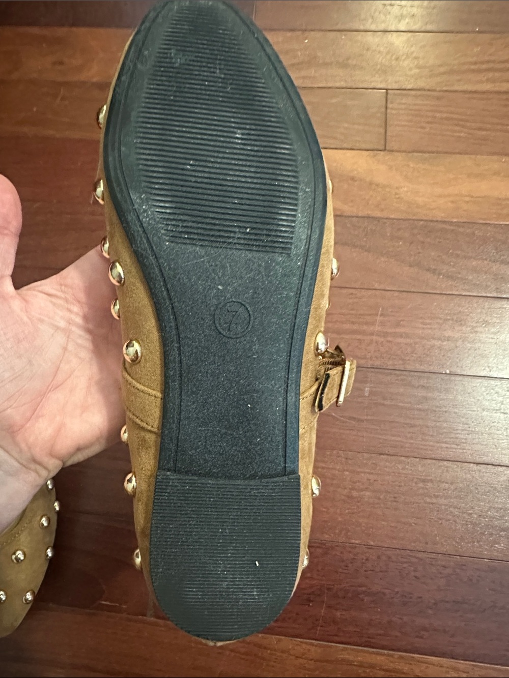 Target Studded Tan Suede Mary Jane Flats - Picture 2 of 2